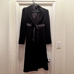 Betsey Johnson Women's Black Coat Jacket size 6 (fits small) with ribbon